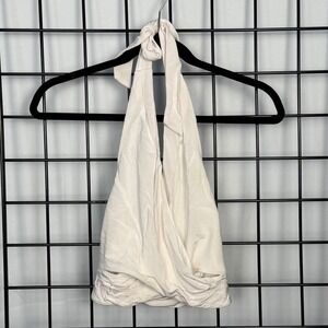 Bebe Halter Crop Top Womens XS White Wrap Front Cutout Club Going Out Clubwear